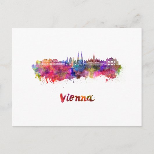 Wenen skyline in waterverf briefkaart (Voorkant)
