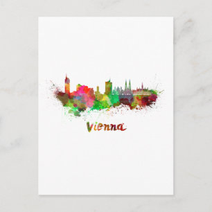 Wenen skyline in waterverf briefkaart