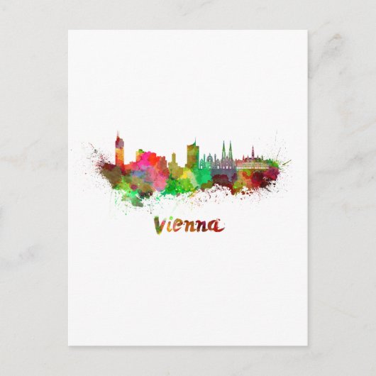 Wenen skyline in waterverf briefkaart (Voorkant)