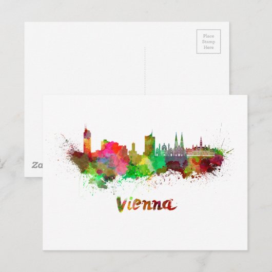 Wenen skyline in waterverf briefkaart (Voorkant / Achterkant)