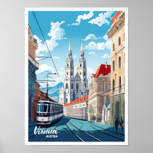 Wenen Stad Oostenrijk Vintage Travel Illustratie Poster