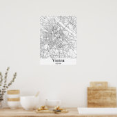 Wenen - Stadskaart voor Europa van het zwart-wit Poster (Keuken)