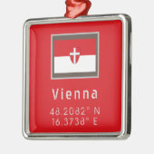 Wenen vlag en coördinaten metalen ornament (Links)