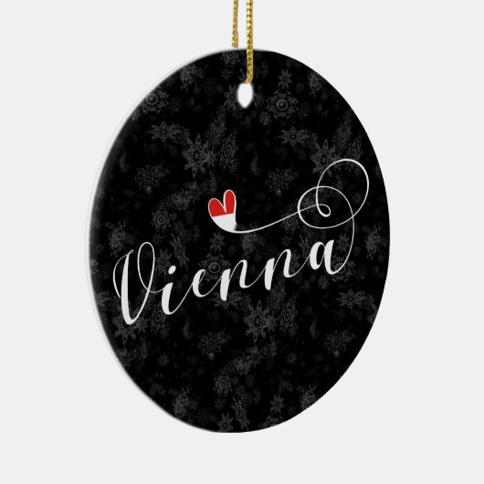 Wenen vlag in het hart, Oostenrijk, Weens Keramisch Ornament (Rechts)