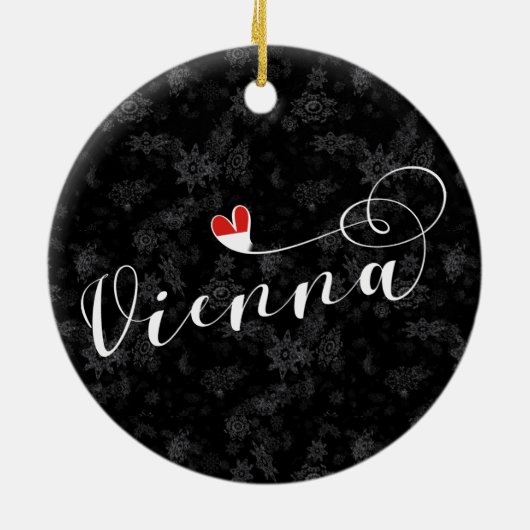 Wenen vlag in het hart, Oostenrijk, Weens Keramisch Ornament (Achterkant)