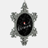 Wenen vlag in het hart, Oostenrijk, Weens Tin Sneeuwvlok Ornament (Links)