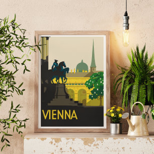 Wenen Wit Border Retro Travel Poster