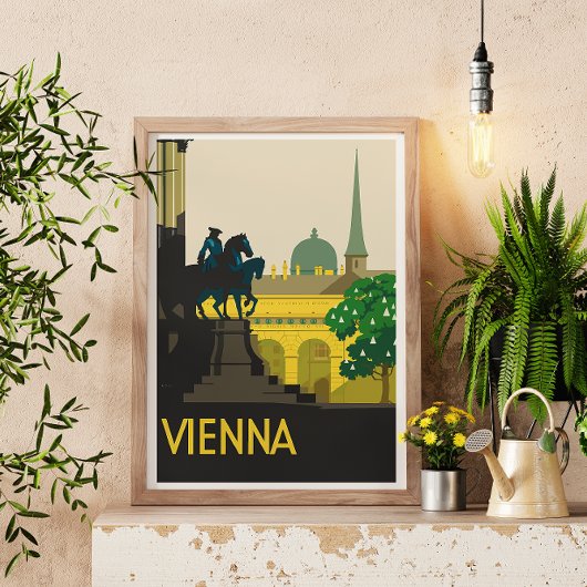 Wenen Wit Border Retro Travel Poster