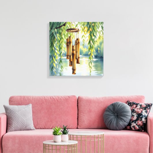 Wenende Wilg, Windklokken en Meer Canvas Afdruk (Insitu (Woonkamer))