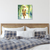 Wenende Wilg, Windklokken en Meer Canvas Afdruk (Insitu (Slaapkamer))