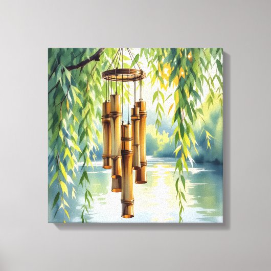 Wenende Wilg, Windklokken en Meer Canvas Afdruk (Voorkant)