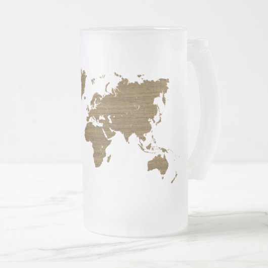 Wenge Wereldkaart Matglas Bierpul (Voorkant rechts)