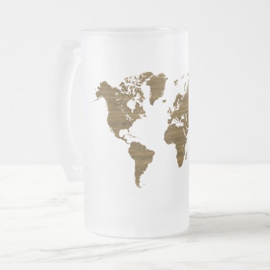 Wenge Wereldkaart Matglas Bierpul (Voorkant links)