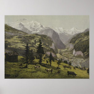 Wengen en de Lauterbunnen Valley, Bernese Oberla Poster