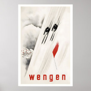 Wengen Grindelwald Zwitserland Vintage Skiposter Poster