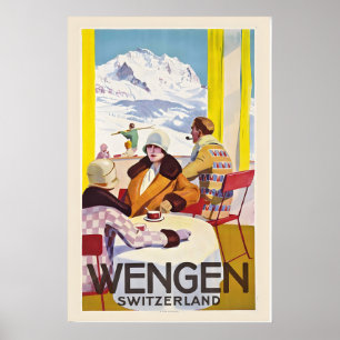Wengen Grindelwald Zwitserland Vintage Skiposter Poster