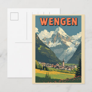 WENGEN skioord Zwitserland Zwitserse Alpen cadeaus Briefkaart
