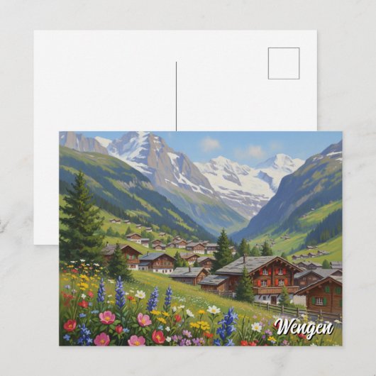Wengen Switzerland Travel Briefkaart (Voorkant / Achterkant)