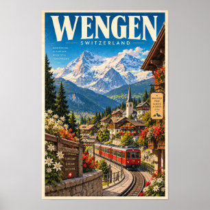 Wengen Zwitserland Alpen Trein Reizen Poster Muur