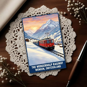 Wengen, Zwitserland: Reisposter uit de jaren 60 Briefkaart