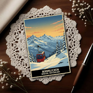 Wengen, Zwitserland: Reisposter uit de jaren 60 Briefkaart