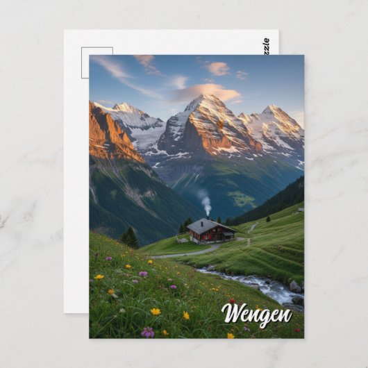 Wengen Zwitserland Reizen Briefkaart (Voorkant / Achterkant)