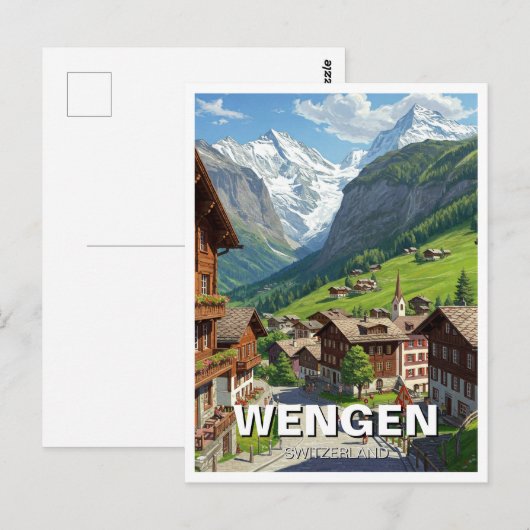 Wengen Zwitserland Reizen Briefkaart (Voorkant / Achterkant)