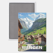 Wengen Zwitserland Reizen Magneet (Voorkant / Achterkant)