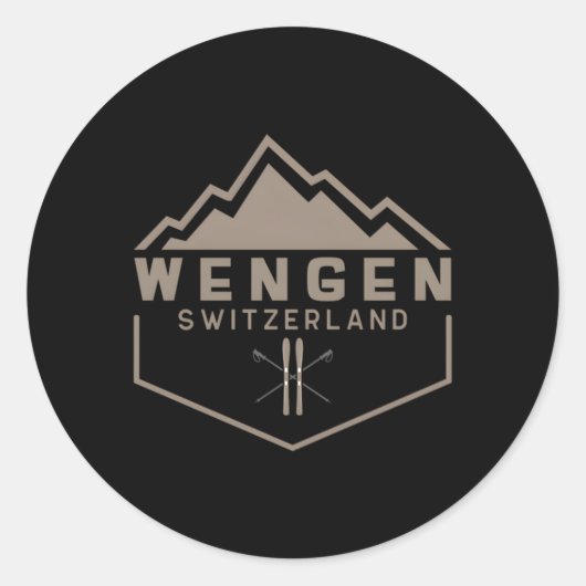 Wengen Zwitserland Ronde Sticker (Voorkant)