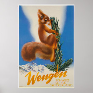 Wengen, Zwitserland, Ski Poster