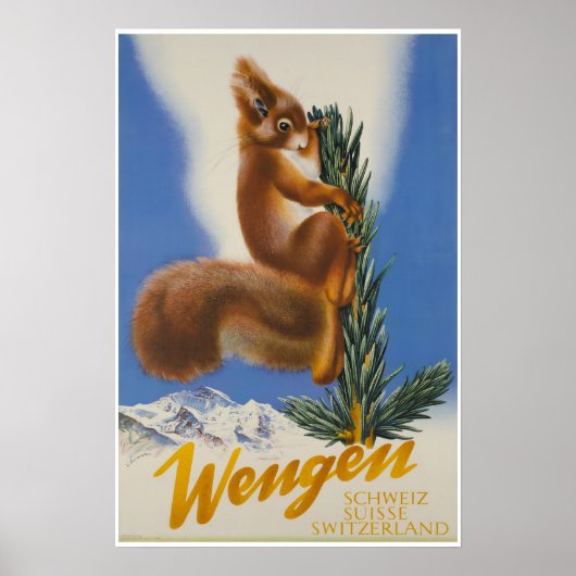 Wengen, Zwitserland, Ski Poster (Voorkant)