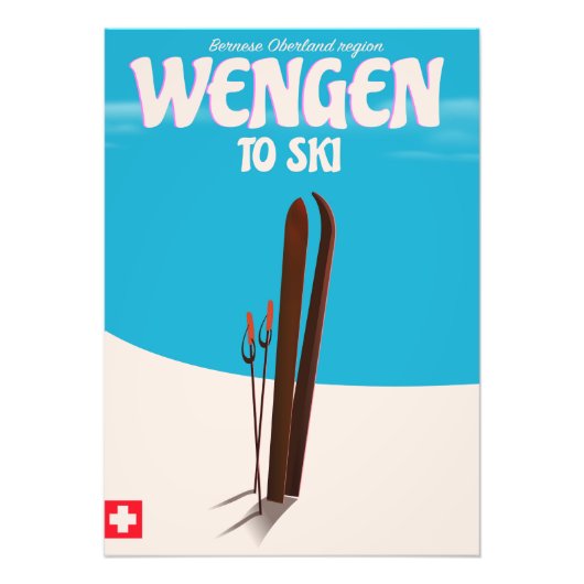 Wengen, Zwitserland, Ski-poster Foto Afdruk (Voorkant)