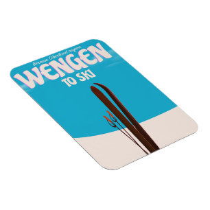 Wengen, Zwitserland, ski-poster Magneet