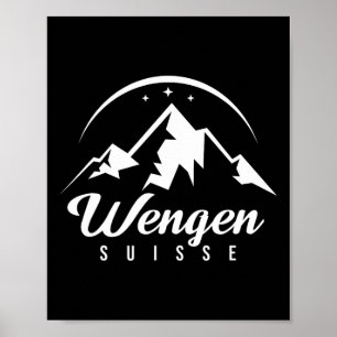 Wengen Zwitserland Skigebied Snowboarden Poster