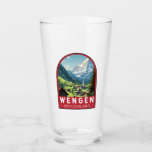 Wengen Zwitserland Travel Art Vintage Glas<br><div class="desc">Wengen retro vector reisontwerp. Wengen is een Zwitsers dorp in het Berner Oberland. Het staat bekend om zijn houten chalets en belle époque hotels.</div>