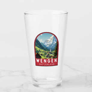 Wengen Zwitserland Travel Art Vintage Glas