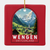 Wengen Zwitserland Travel Art Vintage Keramisch Ornament (Achterkant)