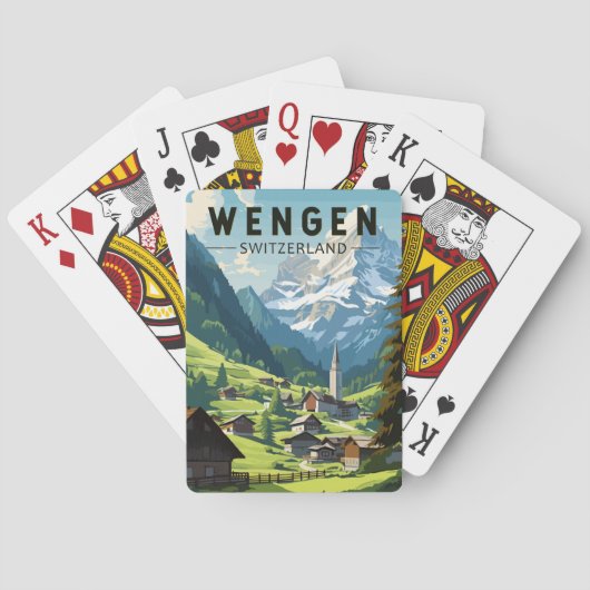 Wengen Zwitserland Travel Art Vintage Pokerkaarten (Achterkant)