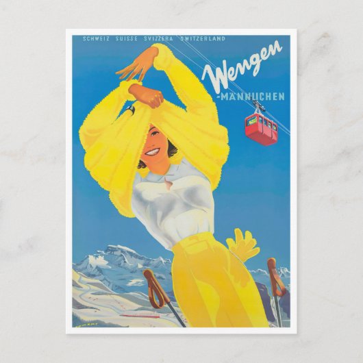 Wengen Zwitserland vintage Briefkaart (Voorkant)