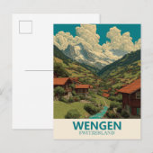 Wengen Zwitserland Vintage Travel Briefkaart (Voorkant / Achterkant)