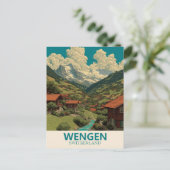 Wengen Zwitserland Vintage Travel Briefkaart (Staand voorkant)
