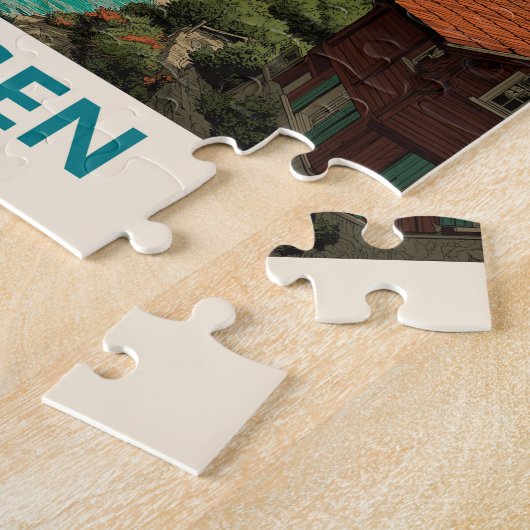 Wengen Zwitserland Vintage Travel Legpuzzel (Zijkant)