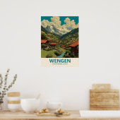 Wengen Zwitserland Vintage Travel Poster (Keuken)