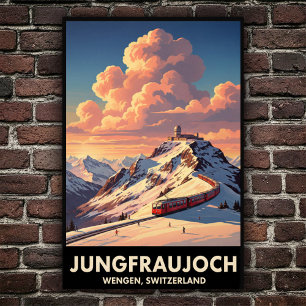 Wengen, Zwitserland: Vintage Travel Poster uit de 