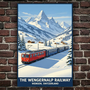 Wengen, Zwitserland: Vintage Travel Poster uit de 