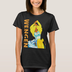 Wengen Zwitserse Alpen Zon Retro Reis T-Shirt