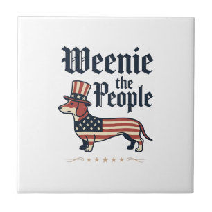 Wenige de Mens Patriottische Dachshund T-shirt_1 Tegeltje