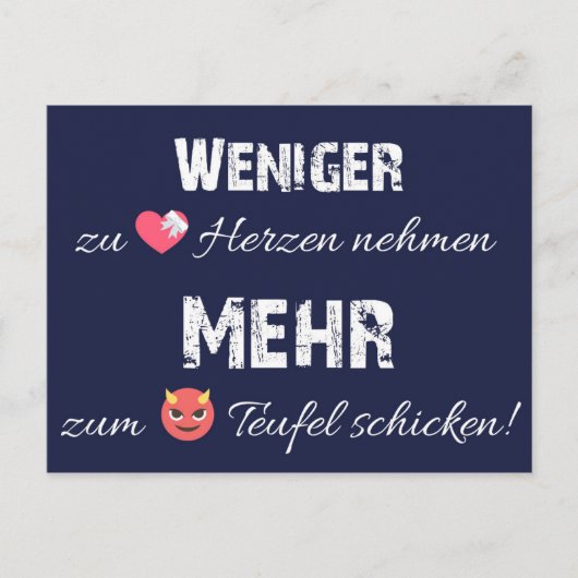 Weniger zu Herzen - mehr zum Teufel! Briefkaart (Voorkant)