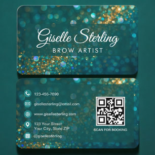 Wenkbrauw Artiest Groen Goud QR Code Professioneel Visitekaartje