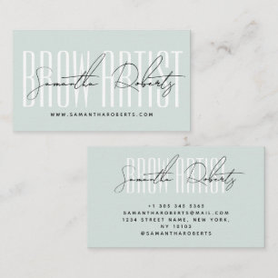 Wenkbrauw artiest modern typografie script blauw visitekaartje